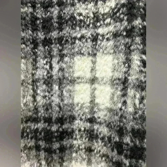 Guess Black & White Plaid 3/4 Wide Sleeve wool blend Moto Jacket Size Medium - Picture 6 of 14